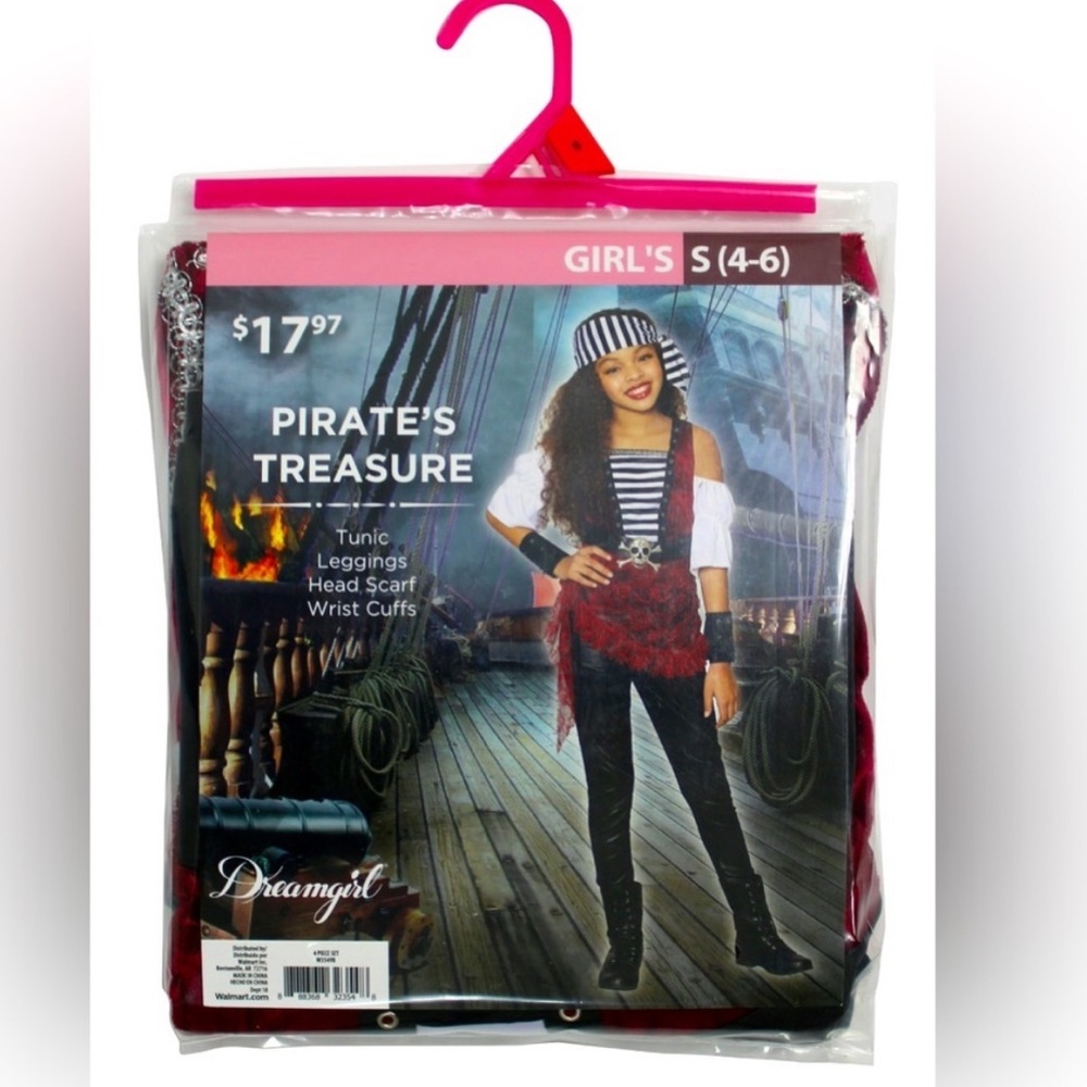 Dreamgirl Pirate Adventure Kids Costume - Red and Black